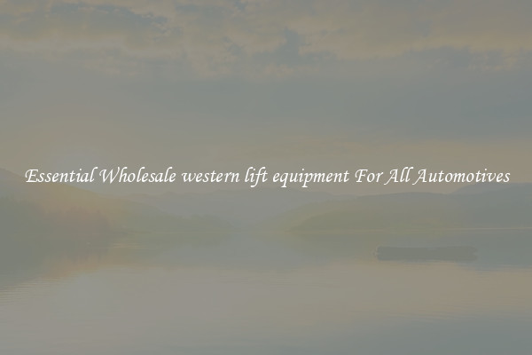 Essential Wholesale western lift equipment For All Automotives